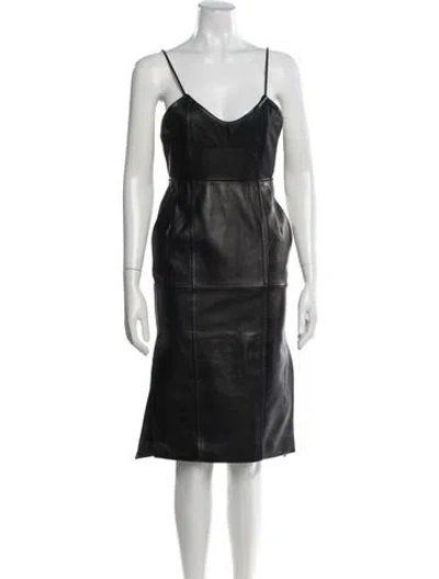 Pre-owned Petar Petrov Lamb Leather Knee-length Dress In Blue