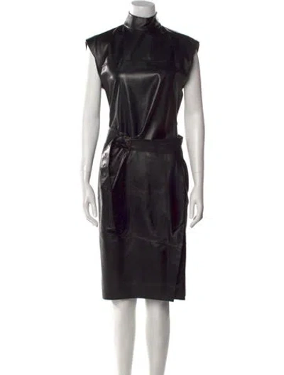 Pre-owned Petar Petrov Lamb Leather Midi Length Dress W/ Tags In Black
