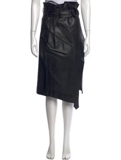 Pre-owned Petar Petrov Lamb Leather Midi Length Skirt In Black