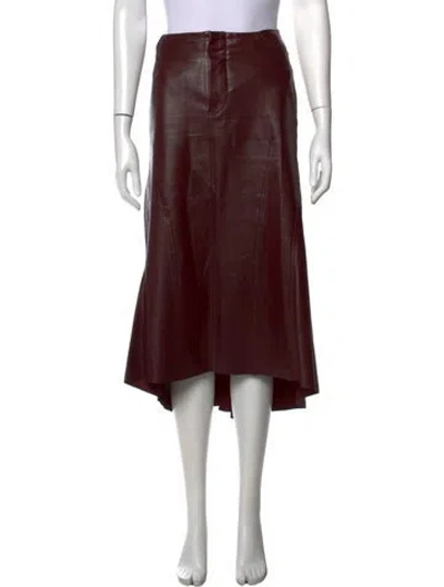 Pre-owned Petar Petrov Lamb Leather Midi Length Skirt In Burgundy