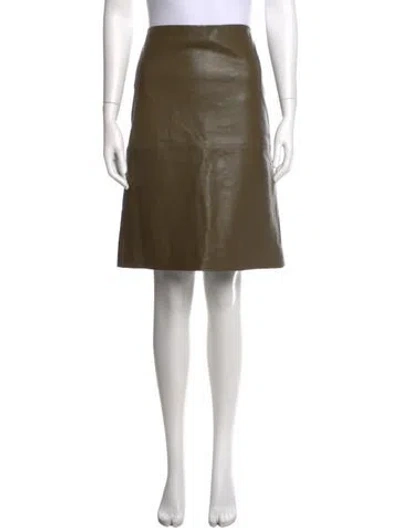Pre-owned Petar Petrov Lamb Leather Midi Length Skirt In Green