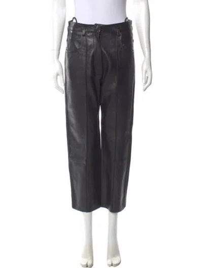 Pre-owned Petar Petrov Lamb Leather Straight Leg Pants In Black