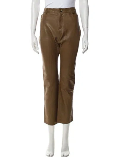 Pre-owned Petar Petrov Lamb Leather Straight Leg Pants W/ Tags In Brown