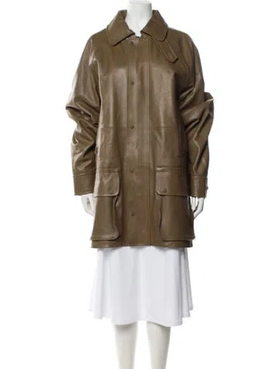 Pre-owned Petar Petrov Lamb Leather Utility Jacket W/ Tags In Brown