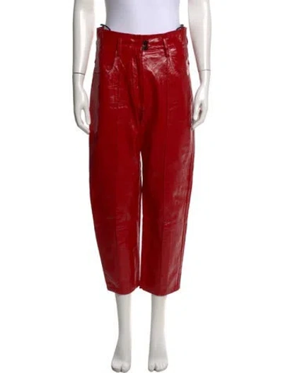 Pre-owned Petar Petrov Lamb Leather Wide Leg Pants In Red