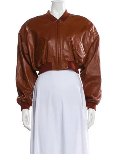 Pre-owned Petar Petrov Leather Bomber Jacket In Brown