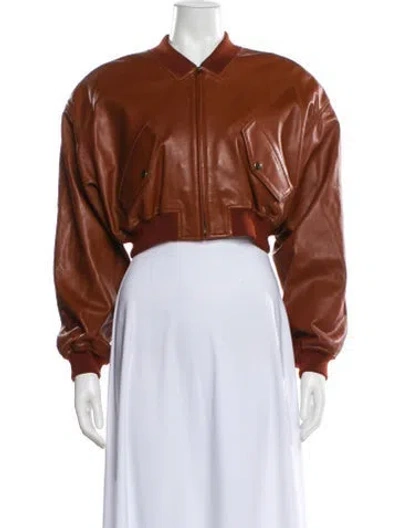 Pre-owned Petar Petrov Leather Bomber Jacket In Brown