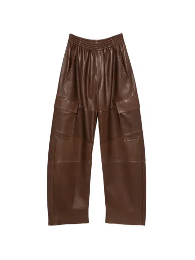 Petar Petrov Leather Cargo Pants In Brown