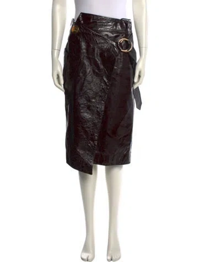 Pre-owned Petar Petrov Leather Knee-length Skirt In Black