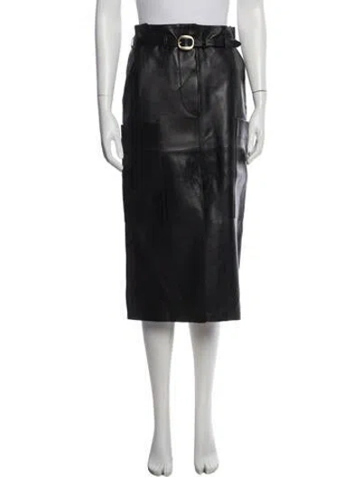 Pre-owned Petar Petrov Leather Midi Length Skirt In Black