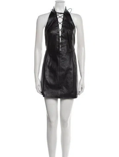 Pre-owned Petar Petrov Leather Mini Dress In Black