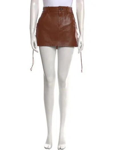 Pre-owned Petar Petrov Leather Mini Skirt In Brown