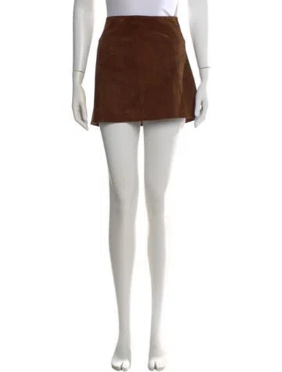 Pre-owned Petar Petrov Leather Mini Skirt In Brown