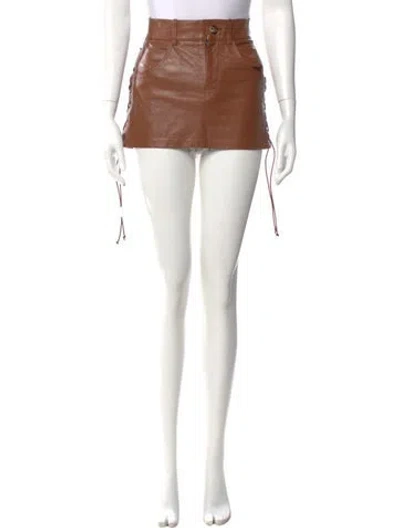 Pre-owned Petar Petrov Leather Mini Skirt In Brown