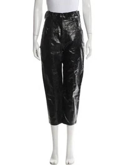 Pre-owned Petar Petrov Leather Straight Leg Pants In Black