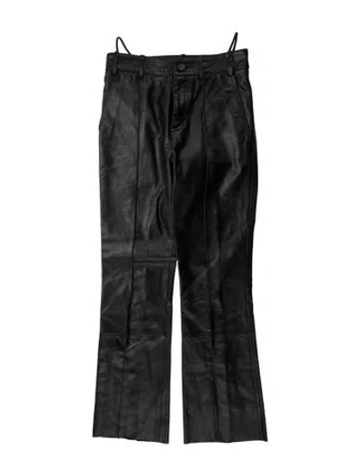 Pre-owned Petar Petrov Leather Straight Leg Pants In Black