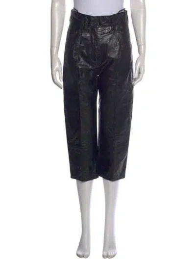 Pre-owned Petar Petrov Leather Straight Leg Pants In Black