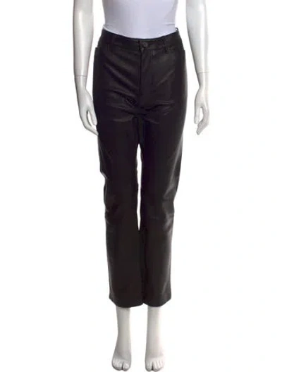 Pre-owned Petar Petrov Leather Straight Leg Pants W/ Tags In Black