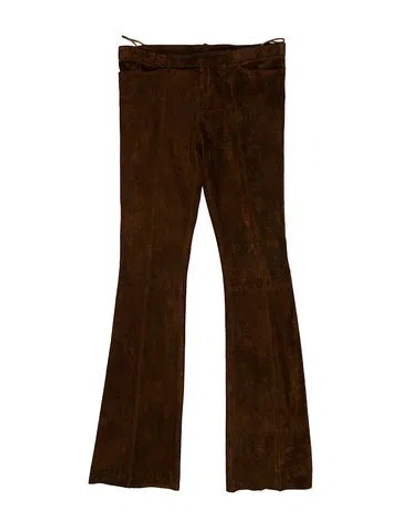 Pre-owned Petar Petrov Leather Straight Leg Pants W/ Tags In Brown