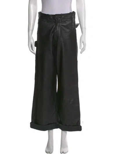 Pre-owned Petar Petrov Leather Wide Leg Pants In Black