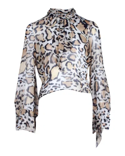 Petar Petrov Leopard-print Top In Multicolor Silk