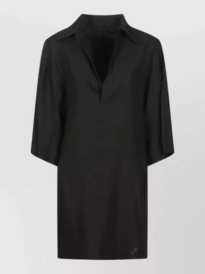 Petar Petrov Loose Fit Dress Three Quarter Sleeves Stripes In Black