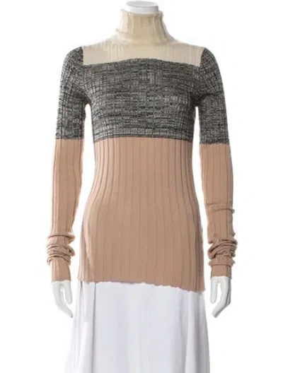 Pre-owned Petar Petrov Merino Wool Colorblock Pattern Top In Neutral