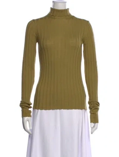 Pre-owned Petar Petrov Merino Wool Turtleneck Top In Green