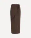 Petar Petrov Sophisticated Silk Midi Skirt With Asymmetric Hem In Brown