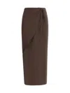 Petar Petrov Sophisticated Silk Midi Skirt With Asymmetric Hem In Dark Brown