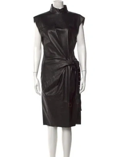 Pre-owned Petar Petrov Mock Neck Knee-length Dress In Black