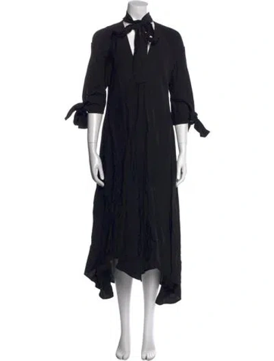 Pre-owned Petar Petrov Mock Neck Long Dress In Black