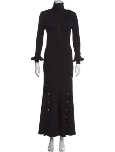Pre-owned Petar Petrov Mock Neck Long Dress In Black