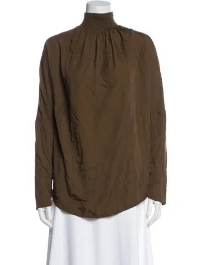 Pre-owned Petar Petrov Mock Neck Long Sleeve Blouse In Brown