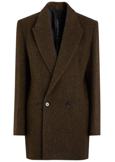 Petar Petrov New Spy Herringbone Wool Blazer In Brown
