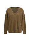 Petar Petrov Oversized Deep V-neck Sweater In Brown