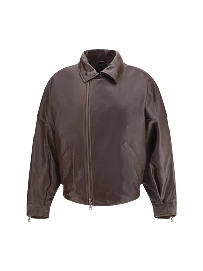 Petar Petrov Oversized Leather Jacket In Brown