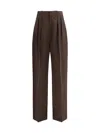 Petar Petrov Flowing High Waist Silk Trousers In Brown