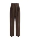 Petar Petrov Flowing High Waist Silk Trousers In Brown