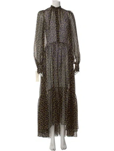 Pre-owned Petar Petrov Polka Dot Print Long Dress In Black