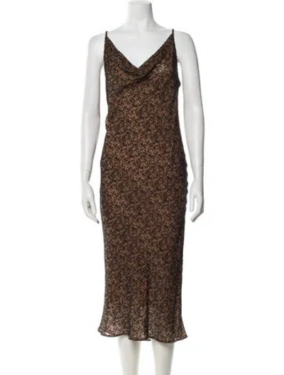 Pre-owned Petar Petrov Printed Long Dress W/ Tags In Brown