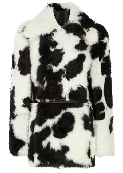 Petar Petrov Psycho Cow-print Shearling Jacket In Black And White