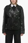 Petar Petrov Quilted Biker Leather Jacket With Oversized Fit In Black