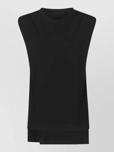 Petar Petrov Round Neck Sleeveless Top Layered Hem In Black