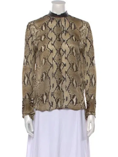 Pre-owned Petar Petrov Silk Animal Print Blouse In Neutral