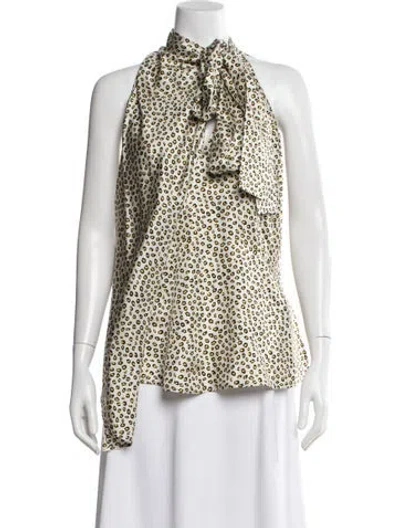Pre-owned Petar Petrov Silk Animal Print Top W/ Tags In Neutral