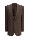 Petar Petrov Notched Lapel Silk Blazer Jacket In Dark Brown