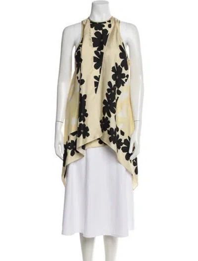 Pre-owned Petar Petrov Silk Floral Print Top W/ Tags In Yellow