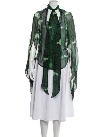Pre-owned Petar Petrov Silk Graphic Print Blouse W/ Tags In Green