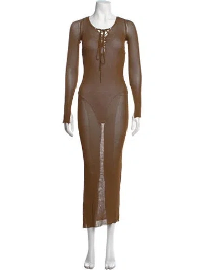 Pre-owned Petar Petrov Silk Long Dress In Brown